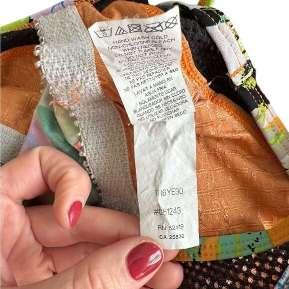 Trina Turk Orange Tropical Print High Neck Activewear Bra Tank Top - Picture 6 of 8